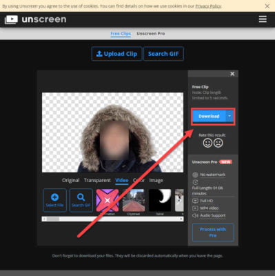 cara menghapus background video online dengan unscreen