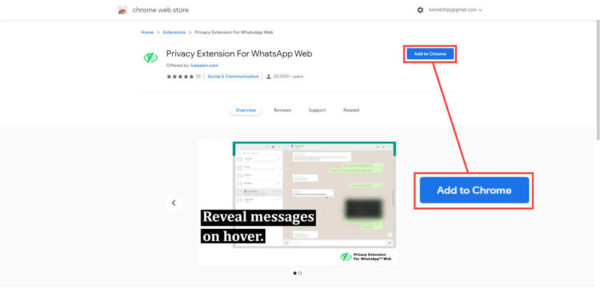 tambahkan Privacy Extension For WhatsApp Web ke chrome