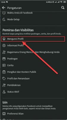 tekan menu mengunci profil
