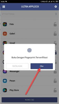 buka dengan fingerprint juga di app lock