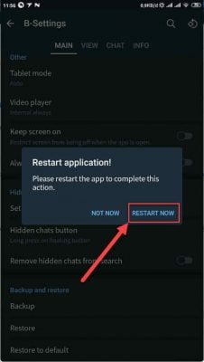restart aplikasi telegram bgram