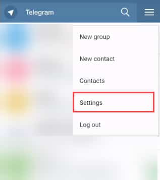 pilih menu settings di web telegram
