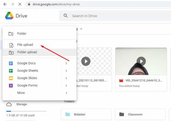 Cara Upload Video di Google Drive Melalui Laptop