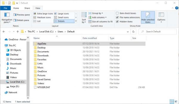 menampilkan folder AppData Windows dengan mudah
